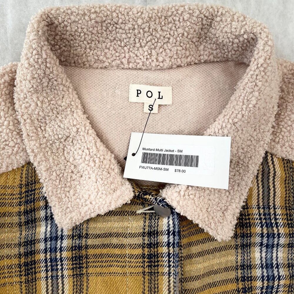 Nwt Pol Womens Mustard Multi Patchwork Plaid Tedd… - image 3